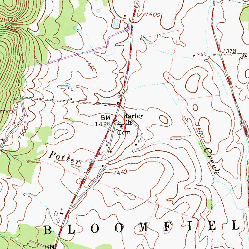 Topographic Map of Barley Lutheran Church Cemetery, PA