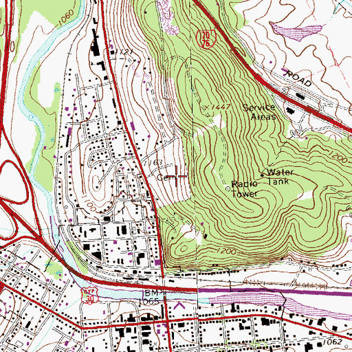 Topographic Map of Bedford Cemetery, PA