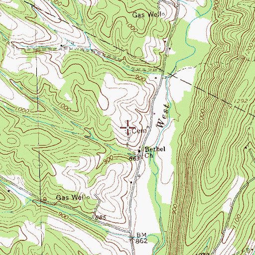Topographic Map of Bethel Christian Church Cemetery, PA