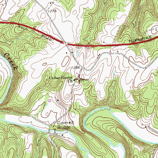 Topographic Map of Cedar Grove Cemetery, PA