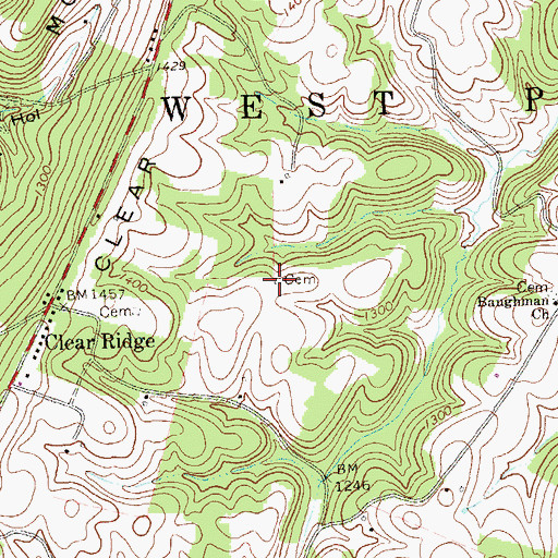 Topographic Map of Calhoun Farm Cemetery, PA