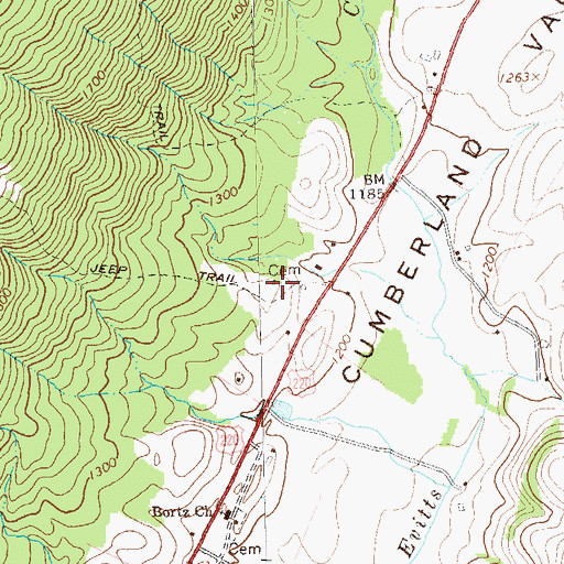 Topographic Map of Dickey Farm / Mickey Farm Cemetery, PA