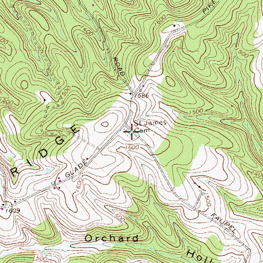 Topographic Map of Dry Ridge Lutheran Cemetery, PA