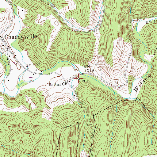 Topographic Map of El - Bethel Assembly of God Cemetery, PA
