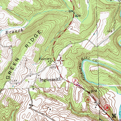 Topographic Map of Fairview Cemetery, PA