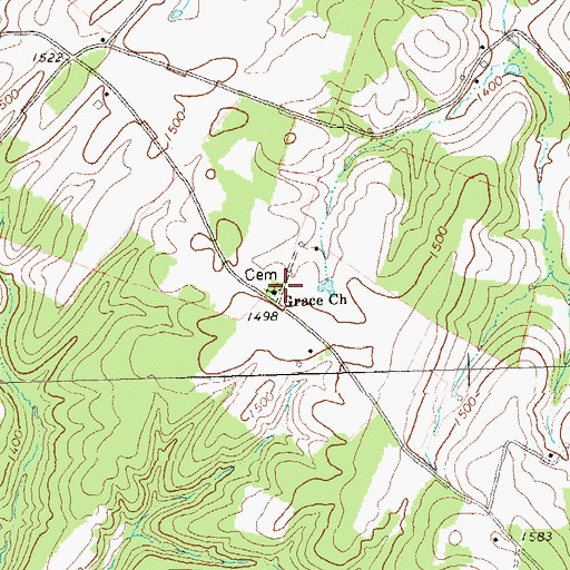 Topographic Map of Grace Lutheran Cemetery, PA