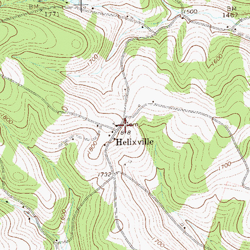 Topographic Map of Helixville Cemetery, PA