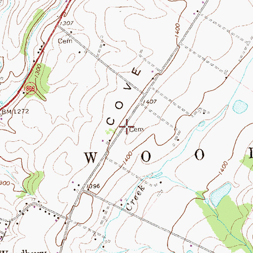Topographic Map of Hickory Bottom Cemetery, PA
