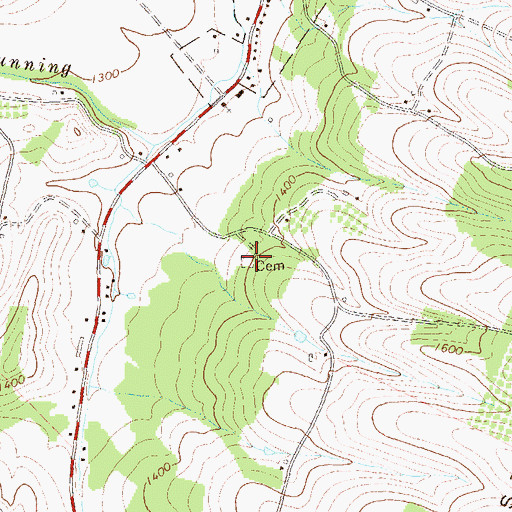 Topographic Map of Hull Baptist Church Cemetery, PA
