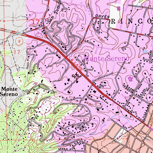 Topographic Map of Monte Sereno, CA