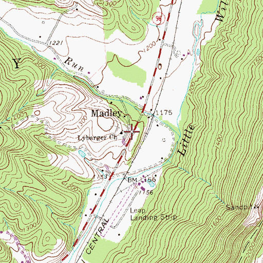 Topographic Map of Lybarger Cemetery, PA