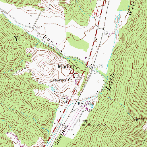 Topographic Map of Madley Cemetery, PA