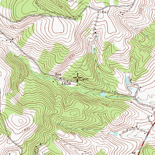 Topographic Map of Mock Church Cemetery, PA
