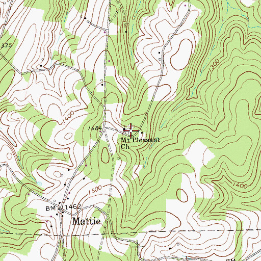 Topographic Map of Mount Pleasant Cemetery, PA