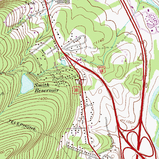 Topographic Map of Mount Ross Cemetery, PA