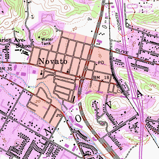 Topographic Map of Novato, CA