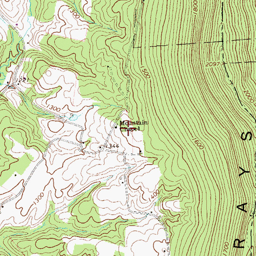 Topographic Map of Mountain Chapel Church Cemetery, PA