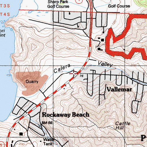Topographic Map of Pacifica, CA