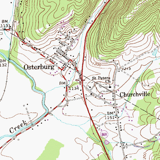 Topographic Map of Old Union Cemetery, PA