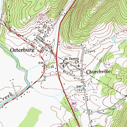 Topographic Map of Trinity United Church of Christ Cemetery, PA