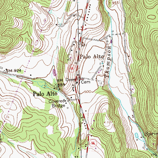 Topographic Map of Palo Alto United Methodist Church Cemetery, PA