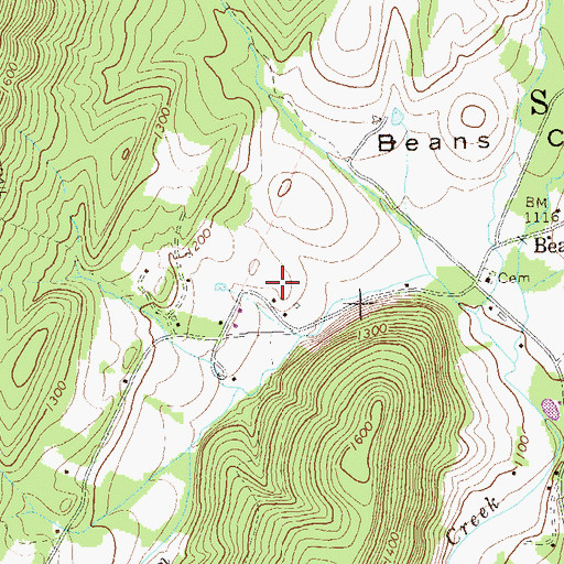Topographic Map of Perdew / Perdue Cemetery, PA