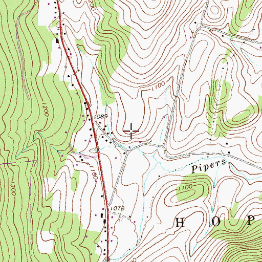 Topographic Map of Piper Cemetery, PA
