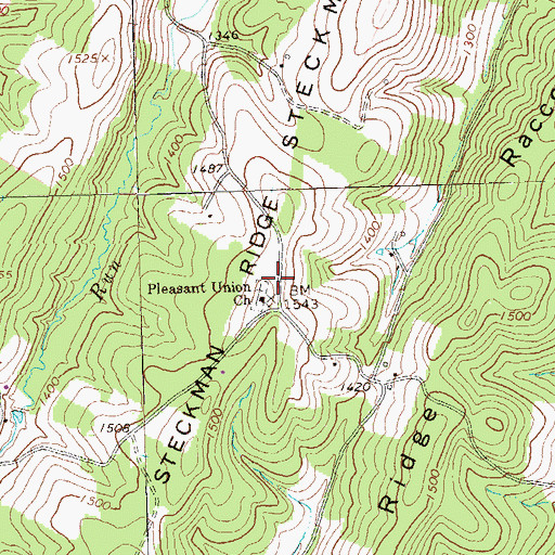 Topographic Map of Pleasant Union Church Cemetery, PA