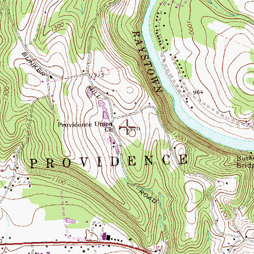 Topographic Map of Providence Union Church Cemetery, PA