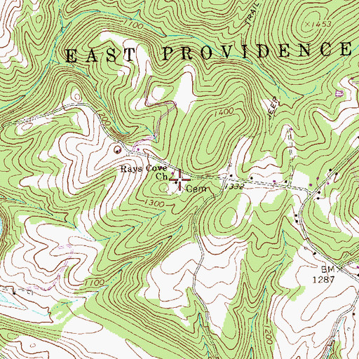 Topographic Map of Rays Cove Christian Church Cemetery, PA
