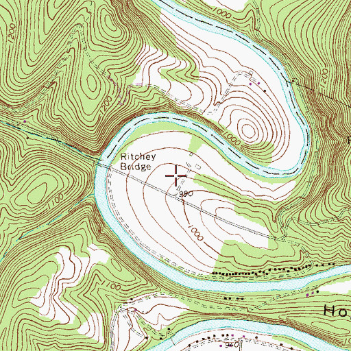 Topographic Map of Ritchey Farm Cemetery, PA