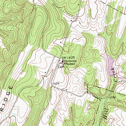 Topographic Map of Stevens Methodist Chapel Church Cemetery, PA