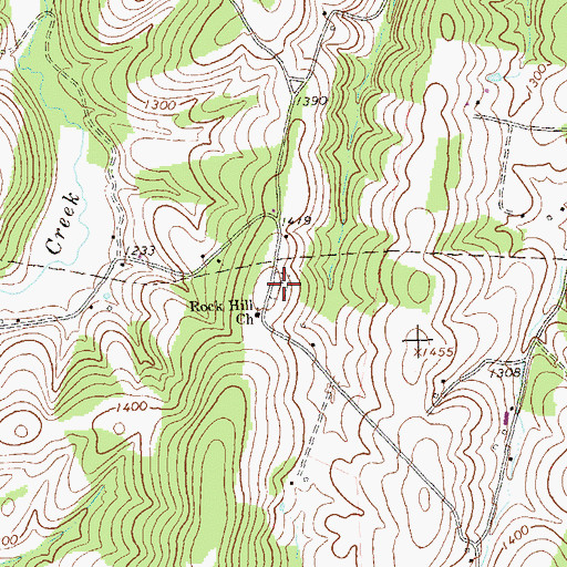 Topographic Map of Rockhill Cemetery, PA