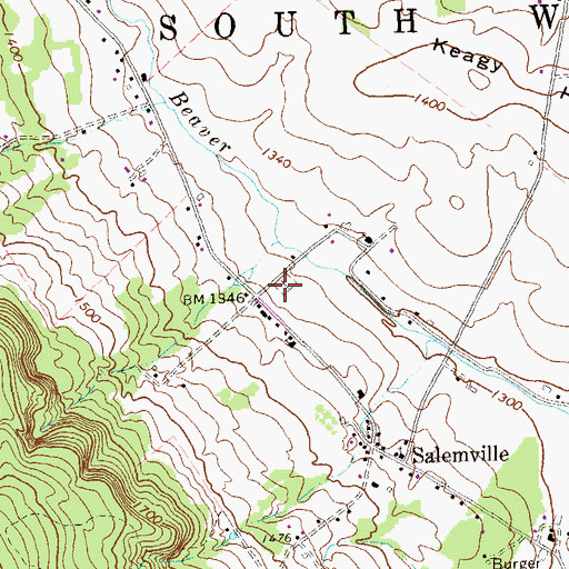 Topographic Map of Salemville Cemetery, PA