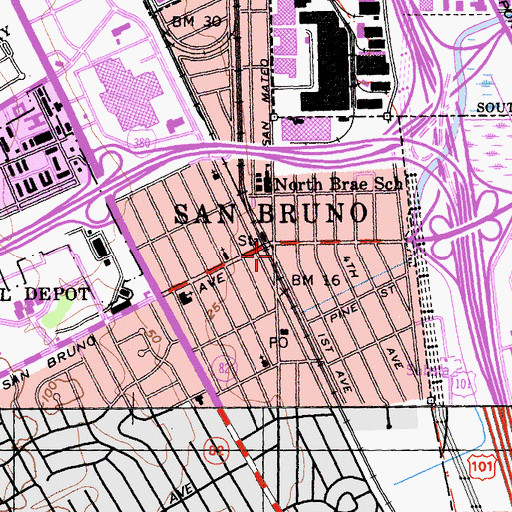 Topographic Map of San Bruno, CA
