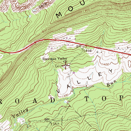 Topographic Map of Shermans Valley Church Graveyard, PA