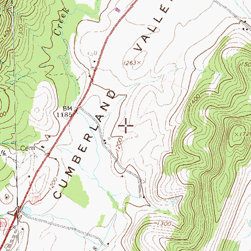 Topographic Map of Wertz Cemetery, PA