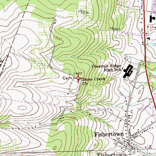 Topographic Map of Stone Church Cemetery, PA