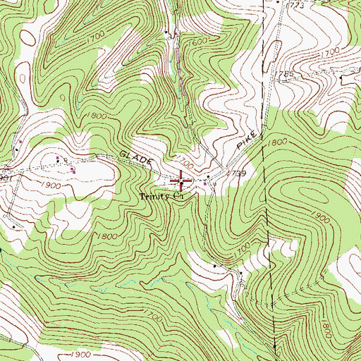 Topographic Map of Trinity United Church of Christ Cemetery, PA