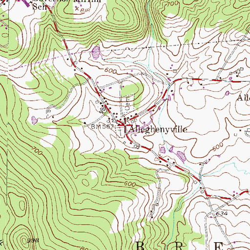Topographic Map of Allegheny Union Cemetery Old, PA