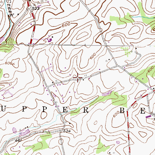 Topographic Map of Belleman Cemetery, PA