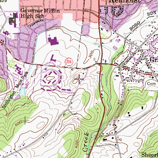 Topographic Map of Berks County Almshouse Cemetery, PA