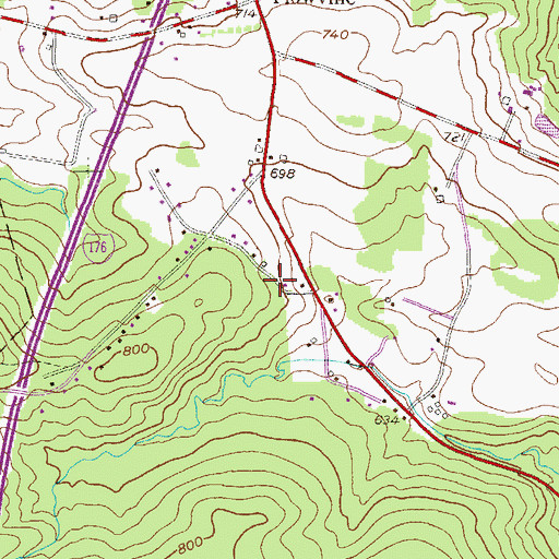 Topographic Map of Bethel Evangelical Cemetery, PA