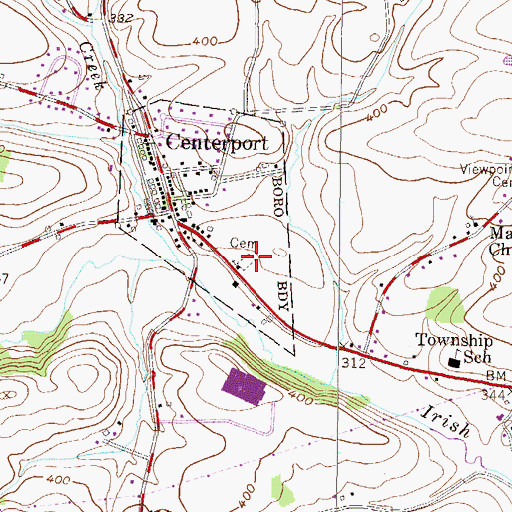 Topographic Map of Saint Johns Community / Centerport Union Cemetery, PA