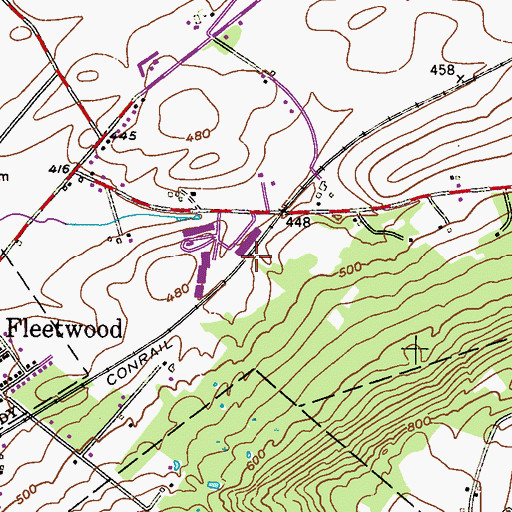 Topographic Map of Dreibelbis Cemetery, PA