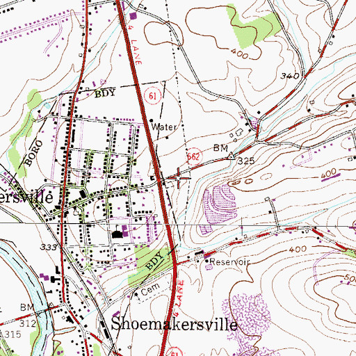Topographic Map of Ebenezer Cemetery, PA