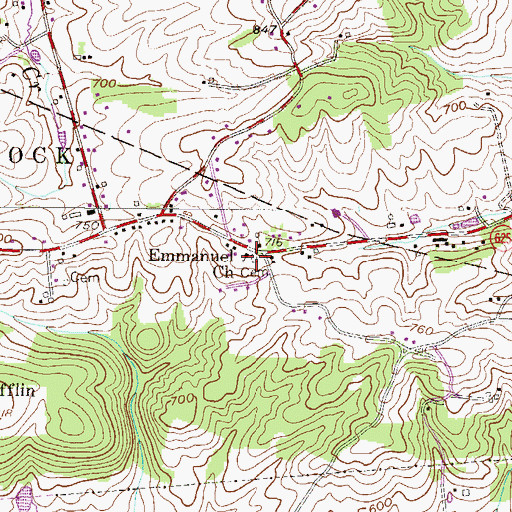 Topographic Map of Emmanuel Cemetery, PA