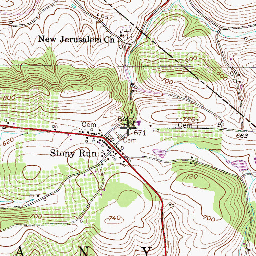 Topographic Map of Friedens Cemetery, PA