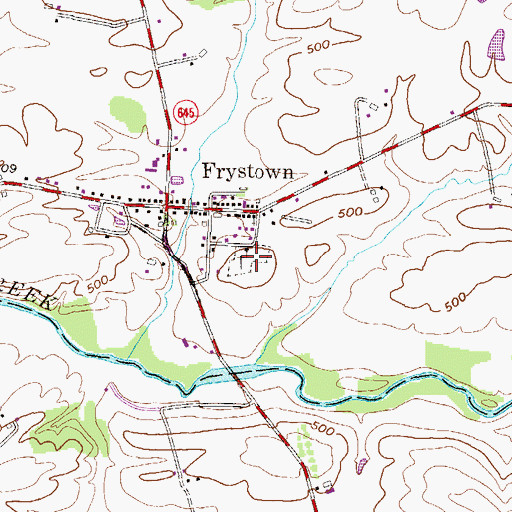 Topographic Map of Frystown Cemetery, PA
