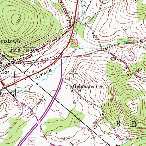 Topographic Map of Gehmans Mennonite Cemetery, PA